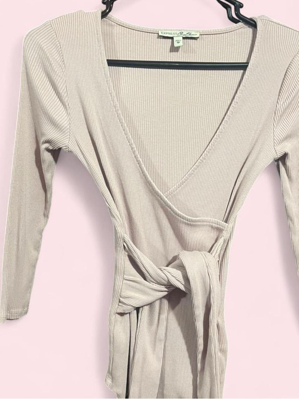 🩰Express Pale Pink Ribbed Wrap Top - Women🌺